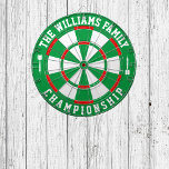 Custom Family Name Personalised Green White Dartboard<br><div class="desc">Add your family name,  and easily create your personalised family name dartboard. Click the PERSONALIZE button to change the text colour or board colours.</div>