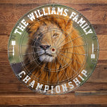 Custom Family Name Personalised Lion Photo Dartboard<br><div class="desc">Add your family name,  and easily create your personalised family name dartboard. Click the PERSONALIZE button to change the text colour.</div>