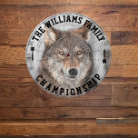 Custom Family Name Personalised Wolf Photo Dartboard<br><div class="desc">Add your family name,  and easily create your personalised family name dartboard. Click the PERSONALIZE button to change the text colour.</div>