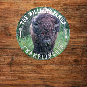 Custom Family Name Personalized Bison Photo Dartboard