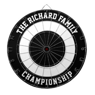 Custom Family Name Personalized Black Dartboard