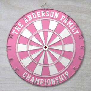 Custom Family Name Personalized Pink Dartboard