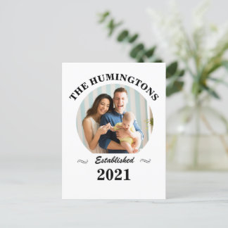 Custom family name, photo and year established postcard