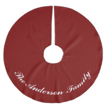 Custom Family Name Red Christmas Tree Skirt