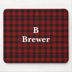 Custom Family Name Red Tartan Mouse Pad
