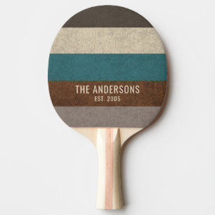 Custom Family Name Retro Color Block Stripe Ping Pong Paddle
