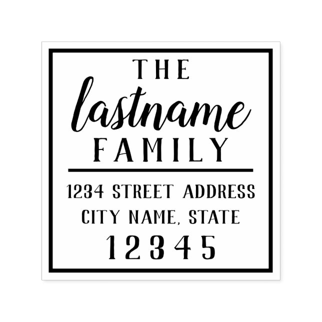 Custom Family Name & Return Address - calligraphy Self-inking Stamp (Design)