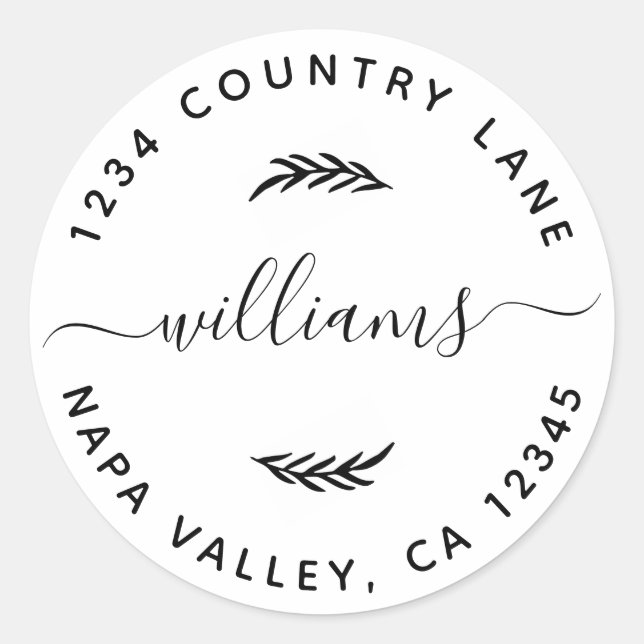 Custom Family Name Return Address Classic Round Sticker (Front)