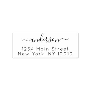 Custom Family Name & Return Address Hand-written Rubber Stamp