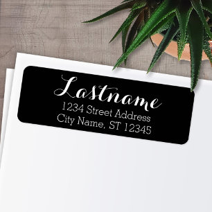 Custom Family Name Return Address - Whimsy Black