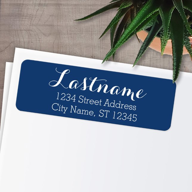 Custom Family Name Return Address Whimsy Navy Blue (Personalized Return Address Labels)