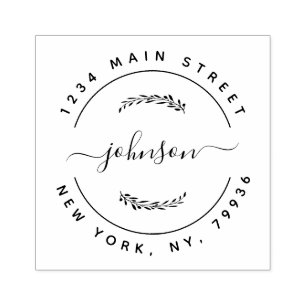 Custom Family Name Round Return Address Rubber Sta Rubber Stamp