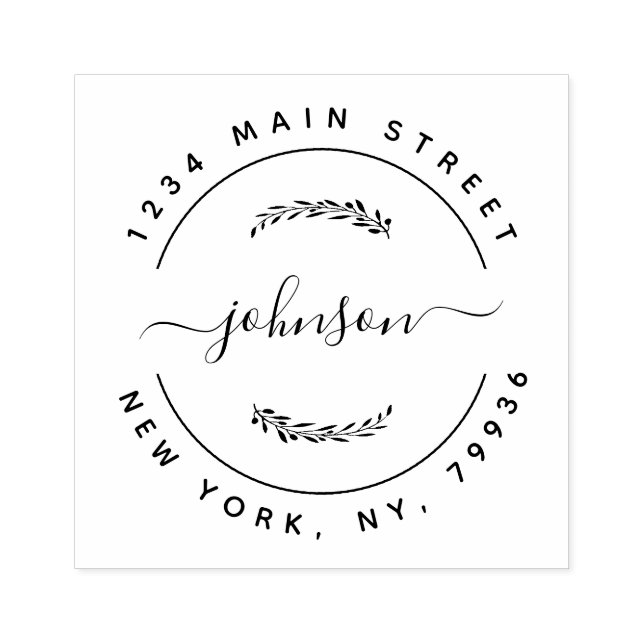 Custom Family Name Round Return Address Rubber Sta Stamp (Imprint)