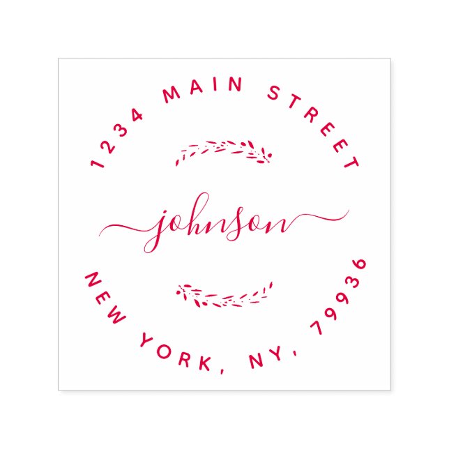 Custom Family Name Round Return Address Self-inking Stamp (Design)