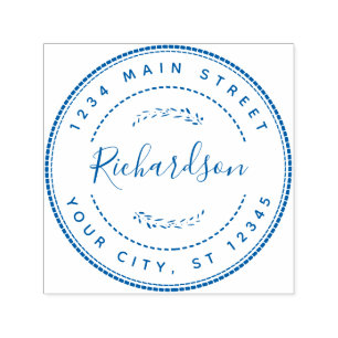 Custom Family Name Round Return Address Self-inking Stamp