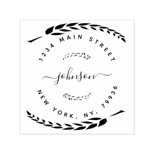Custom Family Name Round Return Address Self-inking Stamp (Design)