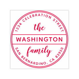 Custom Family Name Round Return Address Self-inking Stamp