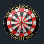 Custom Family Name Rustic Dartboard<br><div class="desc">A dartboard is a popular recreational and competitive game that provides hours of fun for players of all ages and skill levels. Typically made from sisal fibres, cork, or electronic components, dartboards are designed to withstand the impact of darts while offering precise scoring zones. Standard dartboards feature a circular design...</div>