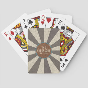 Custom Family Name Rustic sunburst Poker Playing Cards