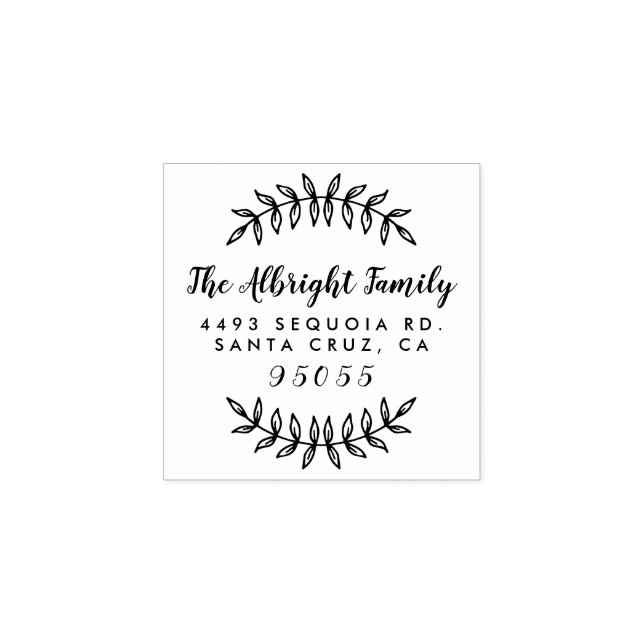 Custom Family Name Script Return Address Rubber Stamp (Imprint)
