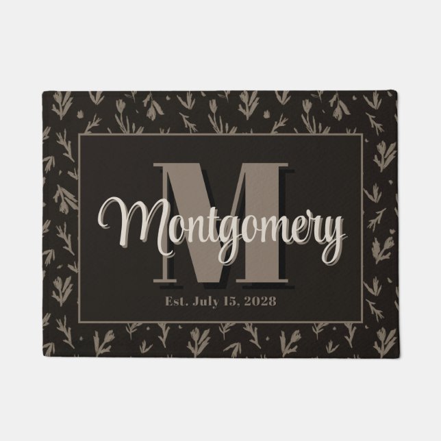 Custom Family Name Sign Newlyweds Gift Idea Modern Doormat (Front)