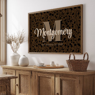 Custom Family Name Sign Newlyweds Gift Idea Moody 