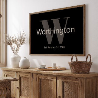 Custom Family Name Sign Perfect for Weddings Black