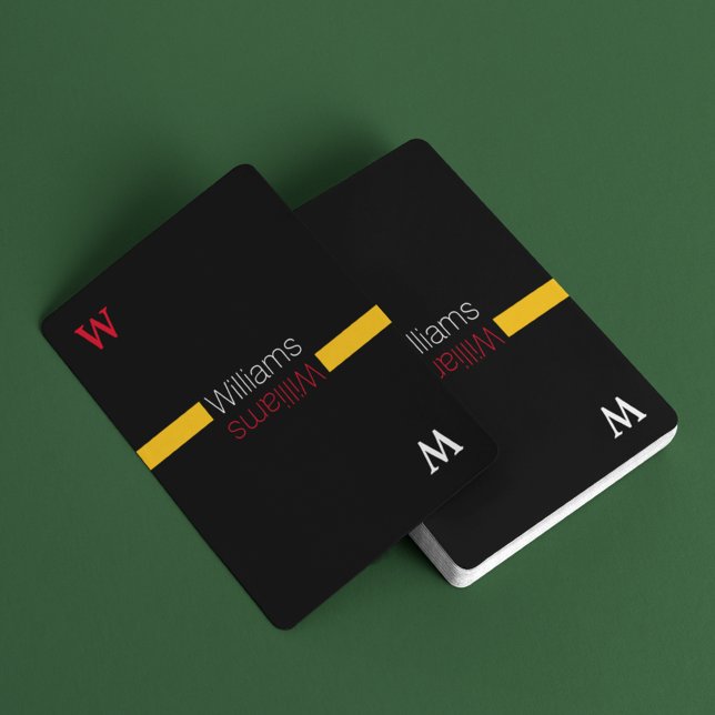 Custom family name - stylish & personalised black playing cards (play the game)