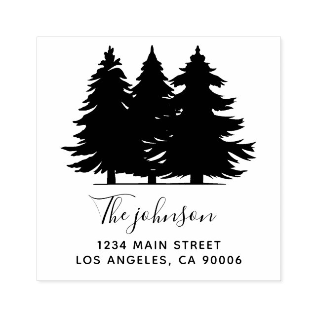Custom Family Name Trees Return Address Rubber Stamp (Imprint)