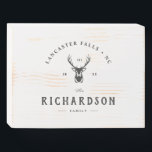 Custom Family Name Vintage  Farmhouse Buck Deer Wooden Box Sign<br><div class="desc">Simple and Modern Farmhouse style design featuring your custom family name,  location and year established alongside a buck illustration. A perfect rustic gift for a housewarming keepsake,  gift for dear friends,  or as home decor for the family lakehouse,  cabin,  or cottage.</div>