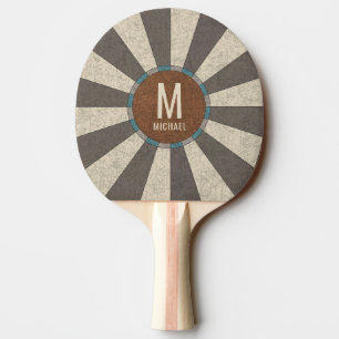 Custom Family Name Vintage Retro Sunburst  Ping Pong Paddle