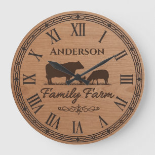 Custom Family Name Wall Clock – Farmhouse Decor 