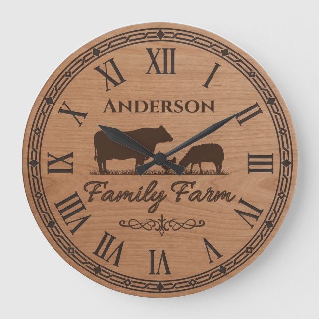Custom Family Name Wall Clock – Farmhouse Decor  (Front)