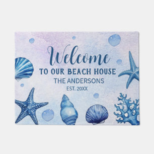 Custom Family Name Welcome to Our Beach House   Doormat