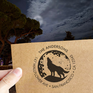 Custom Family Name Wolf Moon Return Address Self-inking Stamp