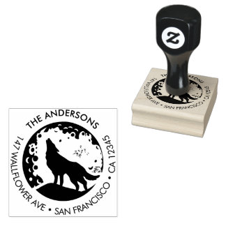 Custom Family Name Wolf Moon Return Wood Art Stamp