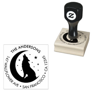 Custom Family Name Wolf Moon Return Wood Art Stamp