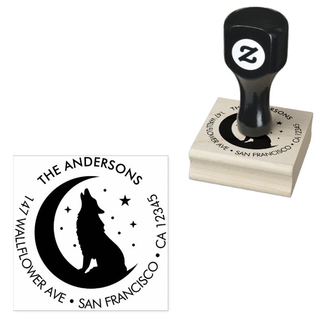 Custom Family Name Wolf Moon Return Wood Art Stamp (Stamped)