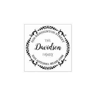 Custom Family Name Wooden Return Address Stamp