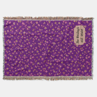 Custom Family Name Woven Blanket Plum Wildflowers