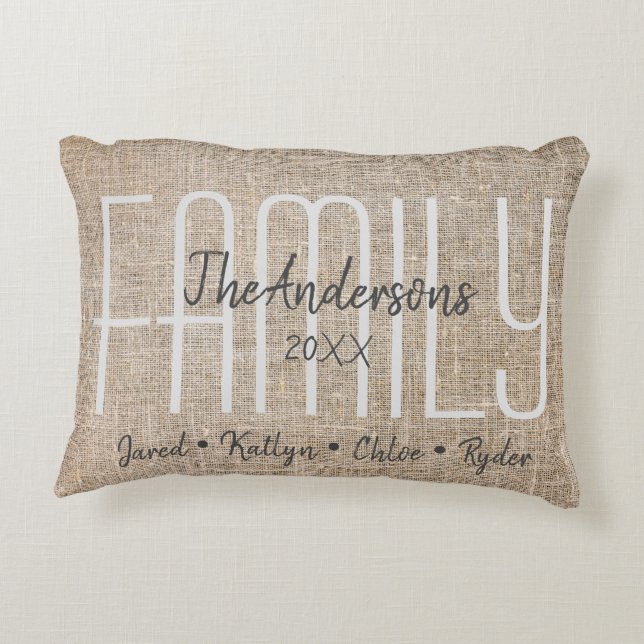 Custom Family Names Decorative Cushion (Back)