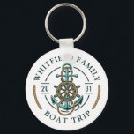 Custom Family Nautical Boating Vacation Key Ring<br><div class="desc">Cute,  modern and personalised nautical theme featuring an anchor,  a boat wheel,  and a rope with modern typography

Add your family name and the year of your voyage or team name to make this a family or team outfit by clicking the "Personalise" button above</div>