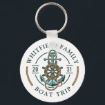 Custom Family Nautical Boating Vacation Key Ring<br><div class="desc">Cute, modern and personalised nautical theme featuring an anchor, a boat wheel, and a rope with modern typography
Add your family name and the year of your voyage or team name to make this a family or team outfit by clicking the "Personalise" button above</div>