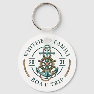 Custom Family Nautical Boating Vacation Key Ring