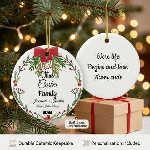 Custom Family of 5 Christmas personalised Ceramic Tree Decoration