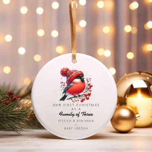 Custom Family Of Three Christmas Ceramic Tree Decoration