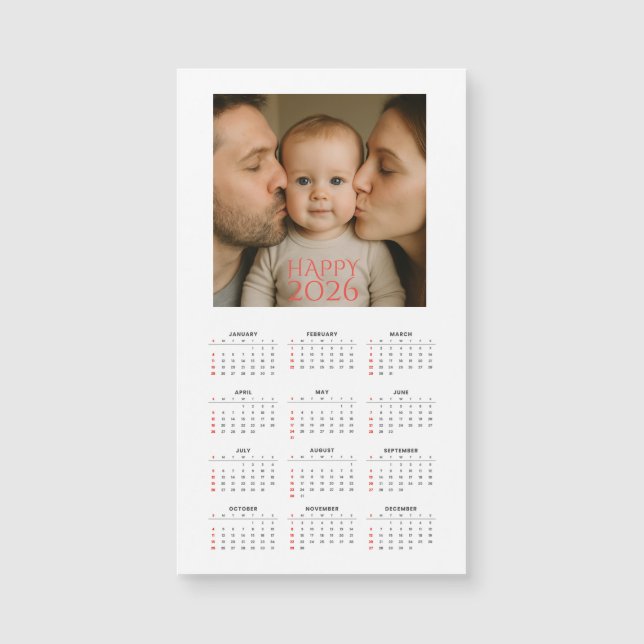 Custom Family Photo 2026 Magnetic Calendar (Front)