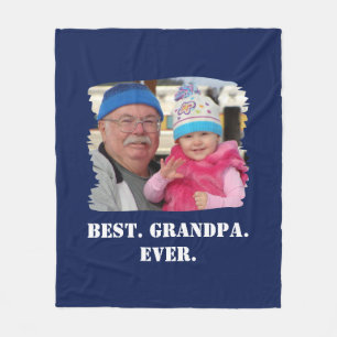Custom Family Photo Abuelo Nonno Best Grandpa Ever Fleece Blanket