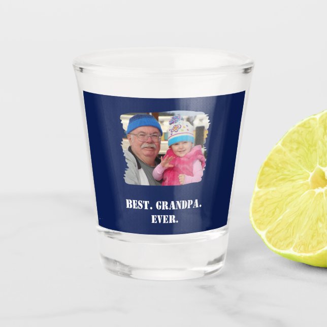 Custom Family Photo Abuelo Nonno Best Grandpa Ever Shot Glass (Front)