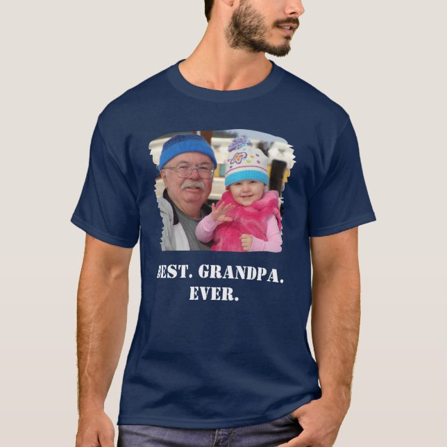 Custom Family Photo Abuelo Nonno Best Grandpa Ever T-Shirt (Front)